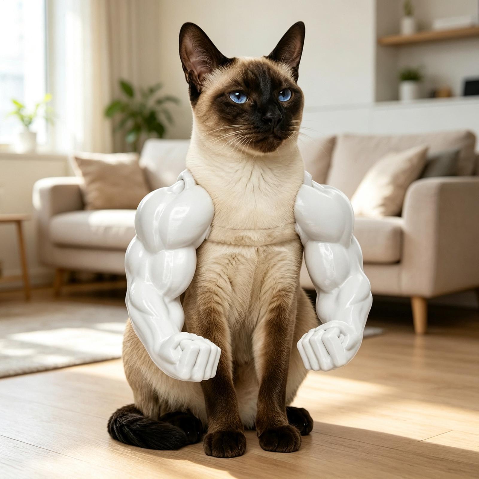 Funny Cat Muscle Arm 3D Printe - Interactive Squeaky Plush Dog Toy review and price